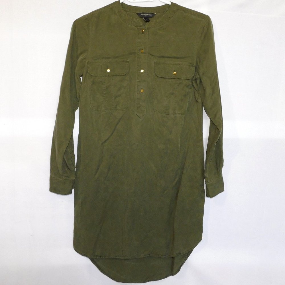 Banana Republic Factory Army Green 1/2 Button front Shirt Dress Dress Womens 0